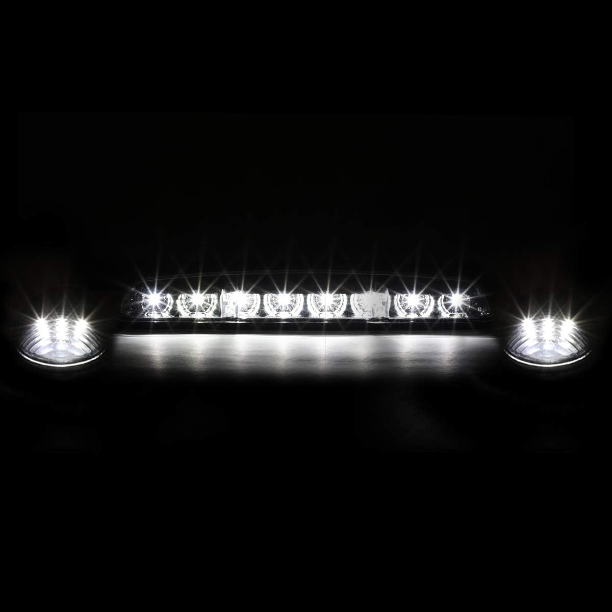 Auto Dynasty Compatible with Silverado Sierra GMT800 LED Cab Roof Top Center Running Light + Pair Side Lamps (Chrome White LED)