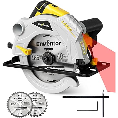 Enventor 1500W Electric Circular Saw with Laser Cover