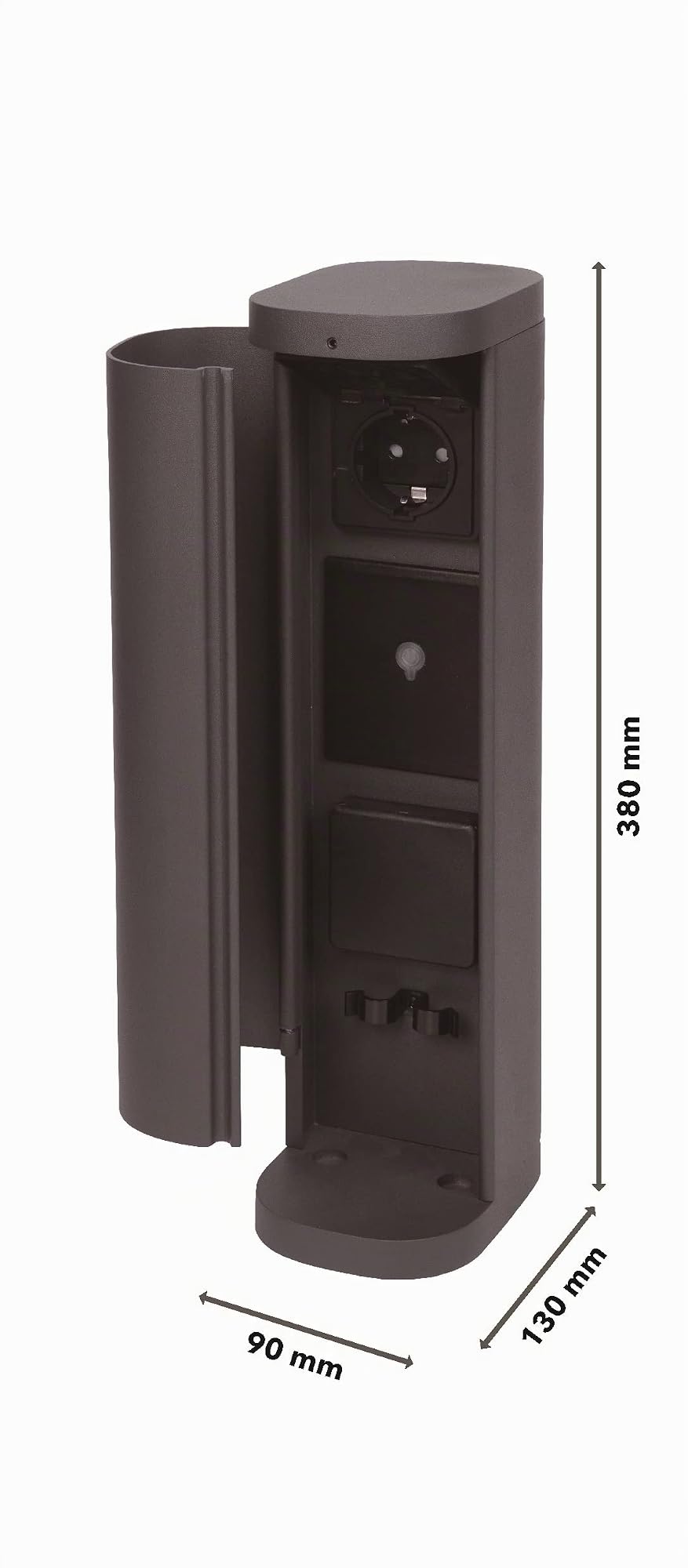 Bold 19486 Volo Prise de Jardin Intelligente à l'extérieur (Colonne de Prises) Anthracite (2X Schuko | Smart Home (iOS & Android) | WLAN | 3680 Watts | 9,5 x 13,5 x 38,5 cm | Montage Simple)