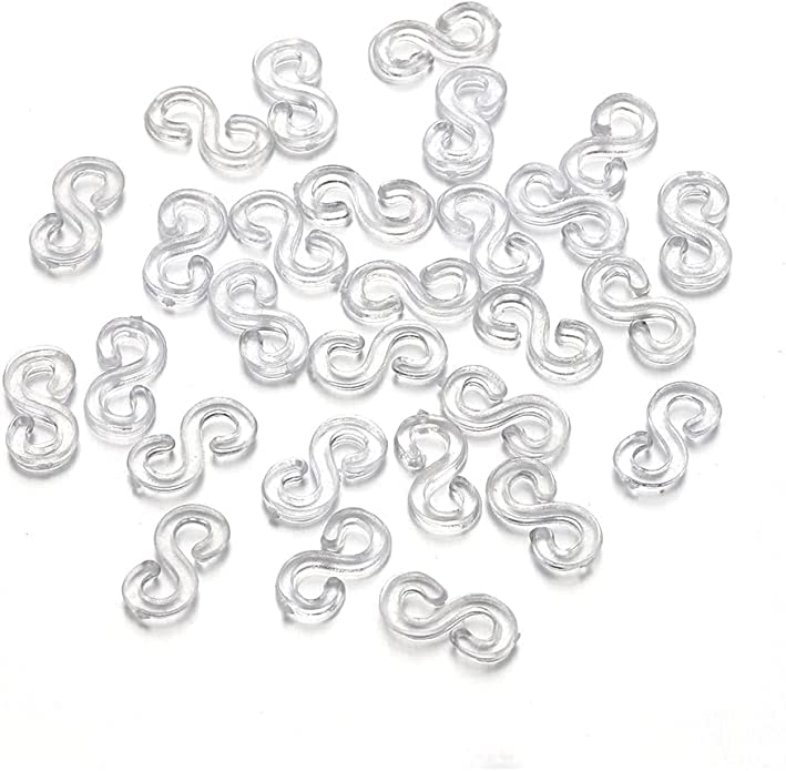 SparkSkies500 pcs Rubber Band Clips, S Clips, Plastic Connectors Refills Bracelet Loom Clips for DIY Loom Bracelet Making