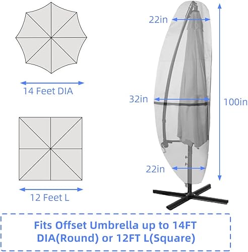 Miniatura 2 de Cubierta de sombrilla para sombrilla de patio, cubierta impermeable 600D, cubierta de sombrilla voladiza con cremallera resistente, cubierta de
