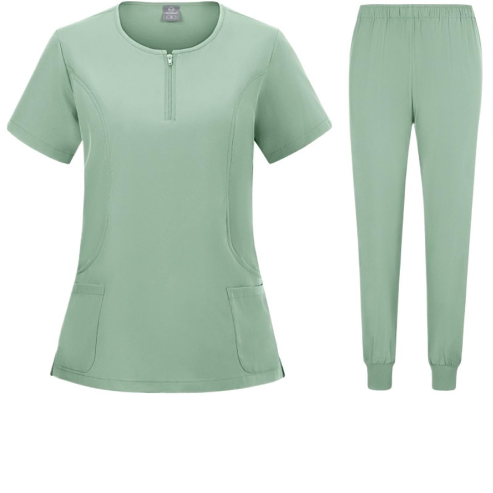 AHUFGN Nurse Scrubs Women Medical Uniform Elastic Scrub Set Hospital Surgical Scrubs Tops Pants Nurse Nursing Workwear Doctors Clothes(Color 7,XL)