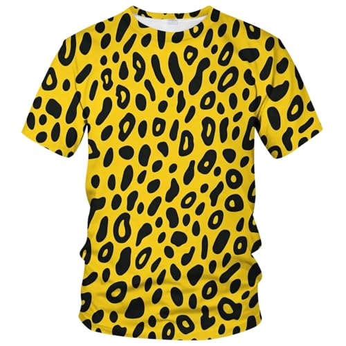 Novelty Short Sleeve Crewneck Shirt Funny Fashion Leopard Print T-Shirt