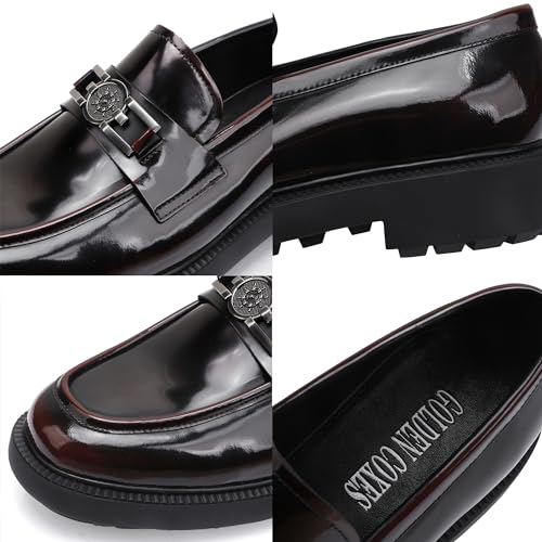Image of Premium Mens Leather Dress Shoes, Classic Formal Alligator Printed Business Loafer Handmade Buckle Party Wedding Penny Shoes Father's Day Shoe for Men, Black