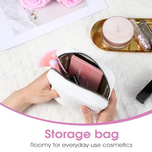 Image of Xinjoduz 1 PCS Menstrual Bags for Teen Girls, Mini Corduroy Travel Period Bag for Sanitary Napkin Storage Portable Makeup Pouch with Zipper Feminine Pad Bags Tampon Holder for Women Purse(White)