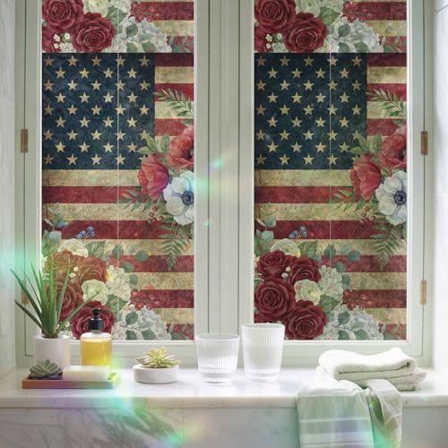 Película para ventana con diseño de bandera floral 17.7" x 78.7" miniatura 4