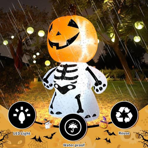 4FT Halloween Inflatable Blow up Cute Pumpkin Ghost Lawn Decoration - image 5