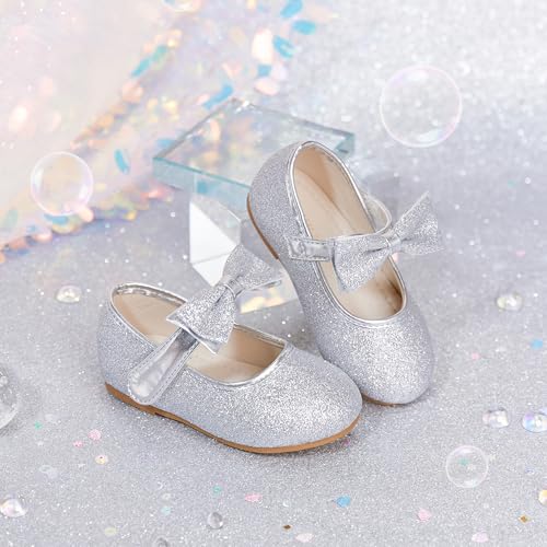 Image of PHIRAMIN Toddler Flower Girl Dress Shoes - Little Girl Mary Janes Flats Wedding
