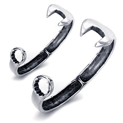 mendino Herren Edelstahl Armband groß Mechaniker Schlüssel Werkzeug Schlüssel Manschette Armreif Silber Poliert mit Geschenk pouth