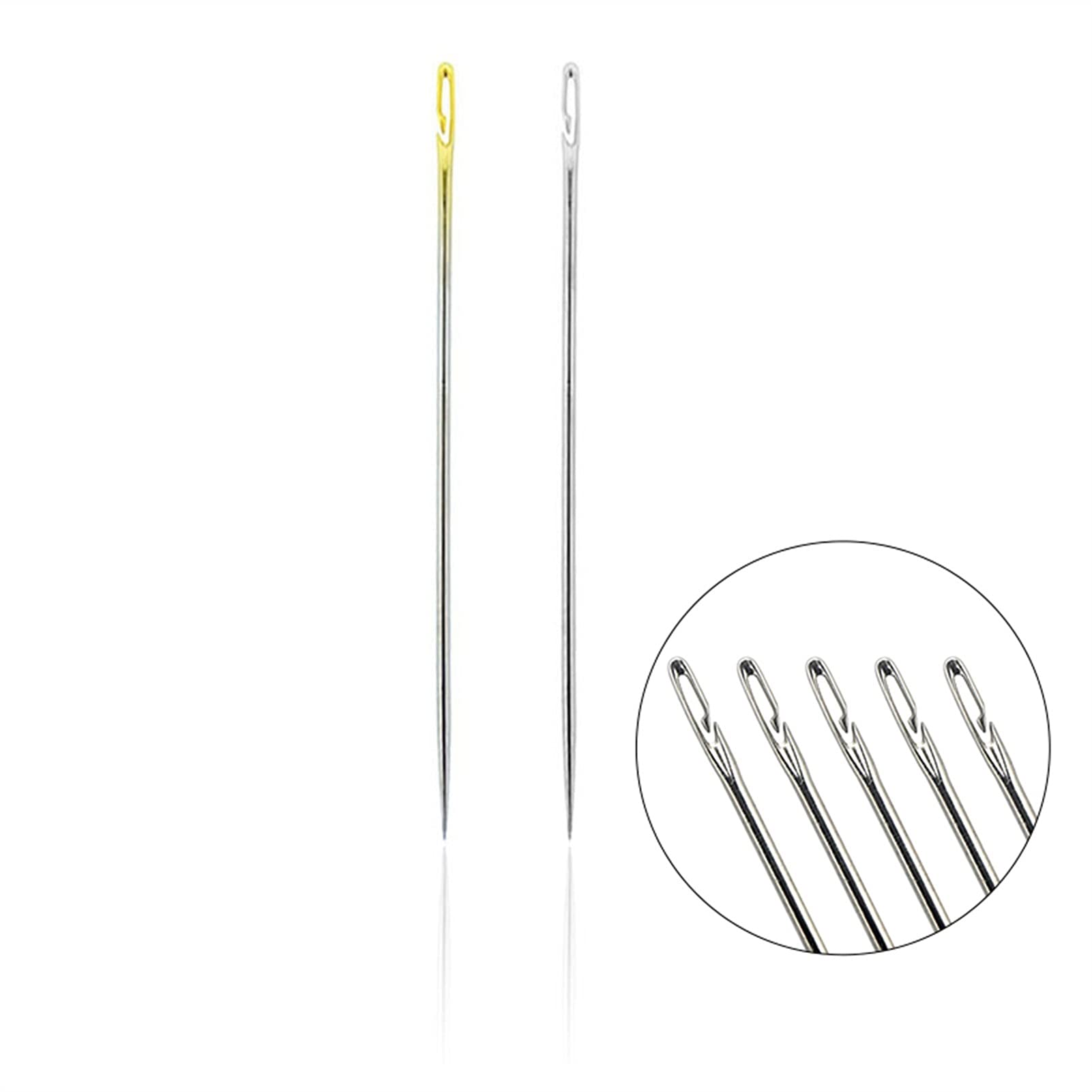 Juego de 12 agujas ciegas para ancianos con agujero lateral de aguja para coser a mano en el hogar de acero inoxidable costura sin necesidad de enhebrar ropa (color: 12 agujas plateadas)