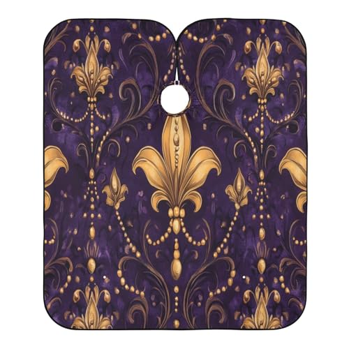Burbuja Mardi Gras Fleur-de-lis Barber Cape, Hair Cutting Cape with Adjustable Neckline Waterproof Polyester Salon Barber Cape for Unisex Adult