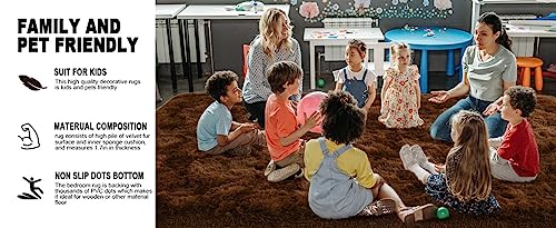 Image of Handmade Shaggy Pure Microfiber Smooth & Anti-Skid Carpets for Bedroom & Living Room, 2 inch Thicknesss Size- 5X8 Feet