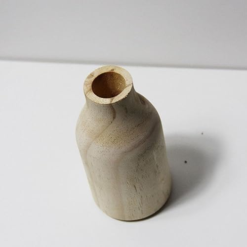 Miniatura 3 de Jarrón de madera rústica con botella de flores secas de bambú, jarrón decorativo para arreglos florales para centros de mesa, sala de estar,