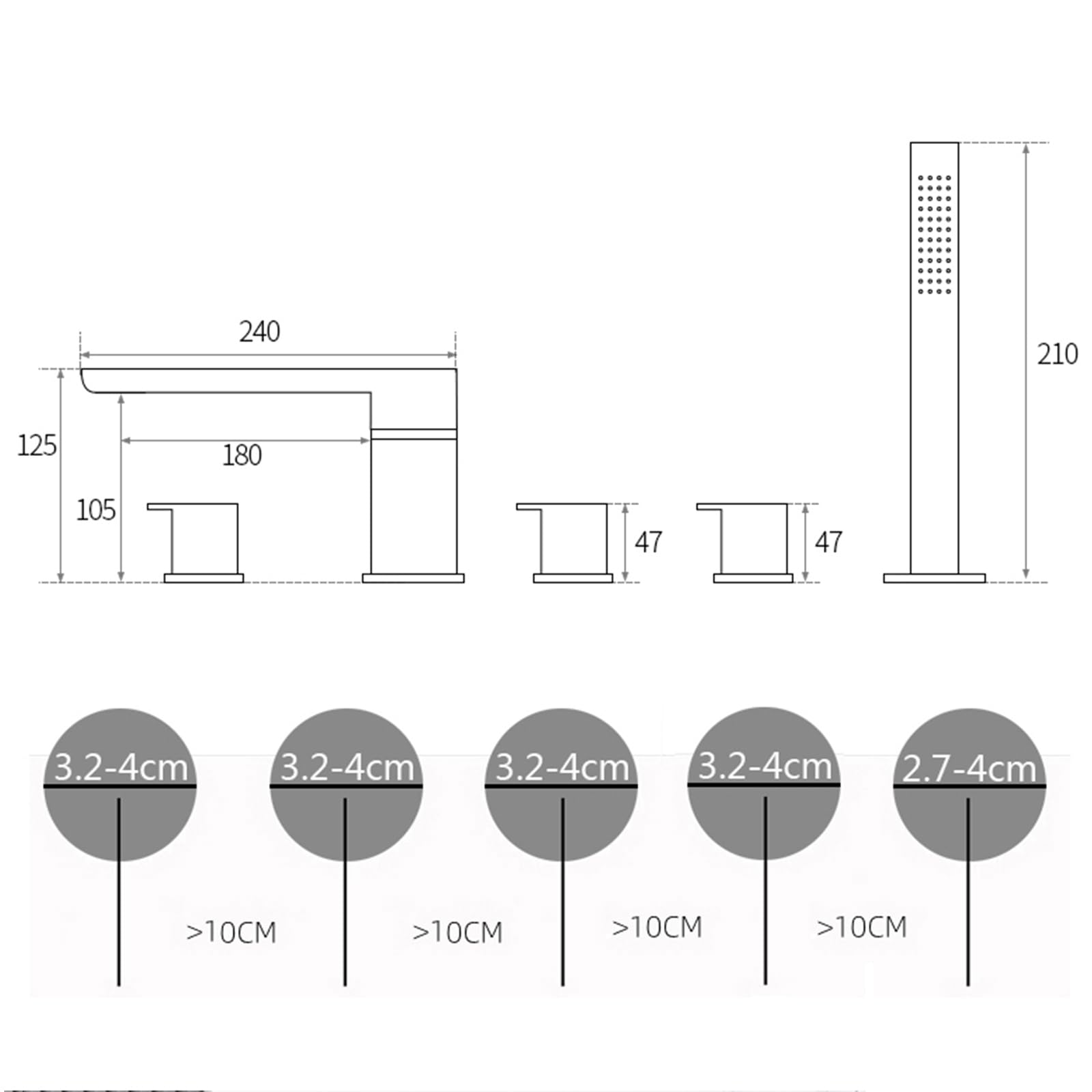 XJTNLB Grifo Bañera Ducha Cascada Grifos Duchas de Baño, Oro Cepillado