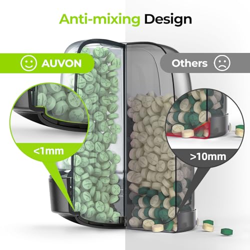 Image of AUVON Large Pill Dispenser Can Store 7 Various Supplements, Travel Pill Organizer Bottle with Anti-Mix Design, Arthritis-friendly Pill Holder with Wide Opening & Slider Lid, Includes 20 Blank Stickers
