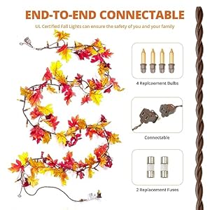 Fall decorations fall garland with lights 9ft plug in lighted thanksgiving garland with 50 incandescent bulbs fall decor lights for outdoor indoor home party autumn halloween fall harvest decor  urban country home decor