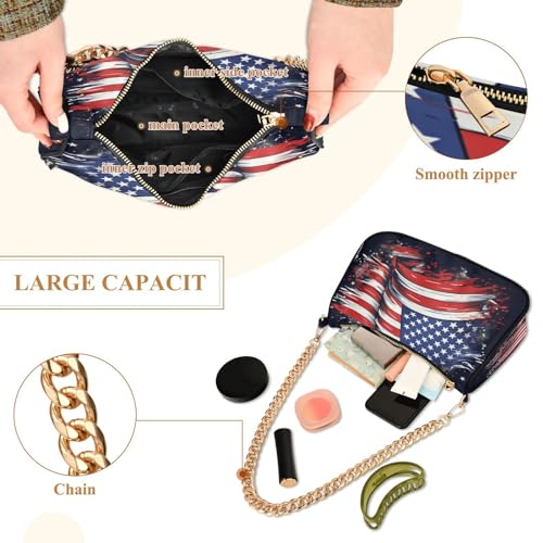 Shoulder Bags for Women American Flag03 Hobo Tote Handbag Small Clutch Purse with Zipper Closure4