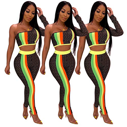 Women's 2 PCS Printed Crop Tops Bodycon Pants Sexy Nightclub Party Tracksuit Outfits Set - Image 4