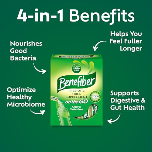 Benefiber On The Go Prebiotic Fiber Supplement Powder for Digestive Health, Daily Fiber, Unflavored - 28 Sticks (3.92 Ounces)