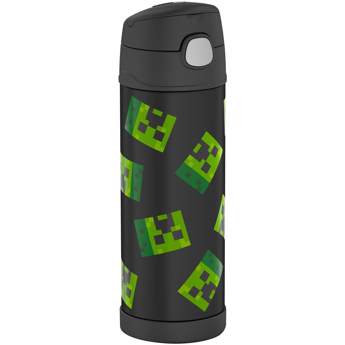 THERMOS FUNTAINER - Botella de acero inoxidable aislada al vacío de 473 ml con tapa de boquilla ancha, color verde