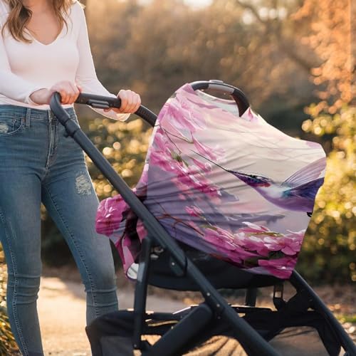 Image of ZFRXIGN Horse Car Seat Cover for Babies Girls Stuff Nursing Cover, Stretchy Infant Carseat Canopy, Multi Use Cover Shopping Cart /High Chair /Stroller Covers Black