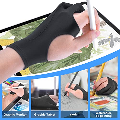 Image of [Palm Rejection] Artist Drawing Glove 4 Pack iPad Gloves for Touch Screen PC Graphics Tablet Left and Right Hand 3 Layers Padding Digital Art Stylus Glove
