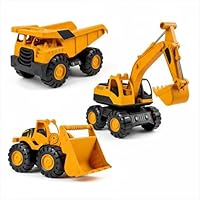 Puniama 3-Piece Digger Toy Set – Construction Vehicles for Sand Pit & Beach, Including Dump Truck, Bulldozer & Excavator, Durable Summer Building Toys