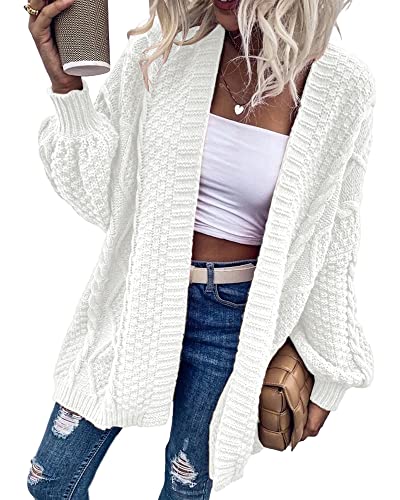 Image of Dyexces Womens Oversized Cable Knit Long Sleeve Lantern Cardigan Sweaters