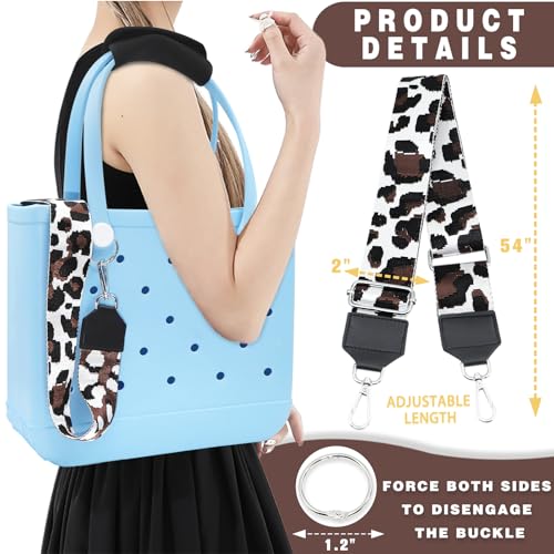 Image of Strap Wrap for Bogg Bag, Accessory for Bagg Bag, With Adjustable Shoulder Leopard Print Crossbody Strap, Black Handle Wrap Protector and Metal Buckle(Style 11)