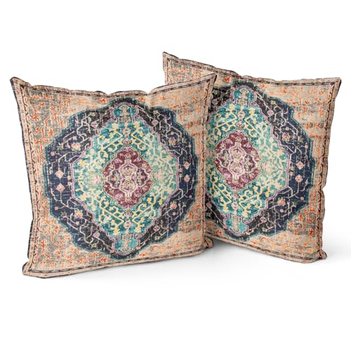 Snylcce Boho Throw Pillow Covers Set of 2, Burlywood Antique & Vintage Design, Double-Sided Pattern