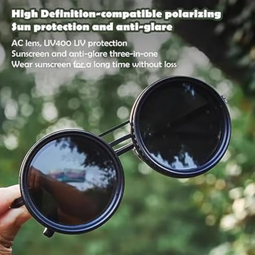 Adjustable Tint Polarized Round Sunglasses for Men, 1-9 Gears ND Filter Durable Black Lens Eyewear with Built-in UV Protection, Perfect for Beach, Fishing, Cycling and Outdoor Activities3