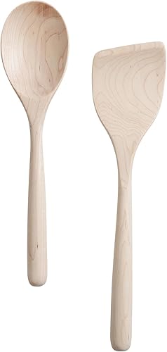 Cucharas de madera para cocinar, cucharas de madera cómodas de mango grueso de 12 pulgadas, utensilios de cocina de madera para agitar, raspar,