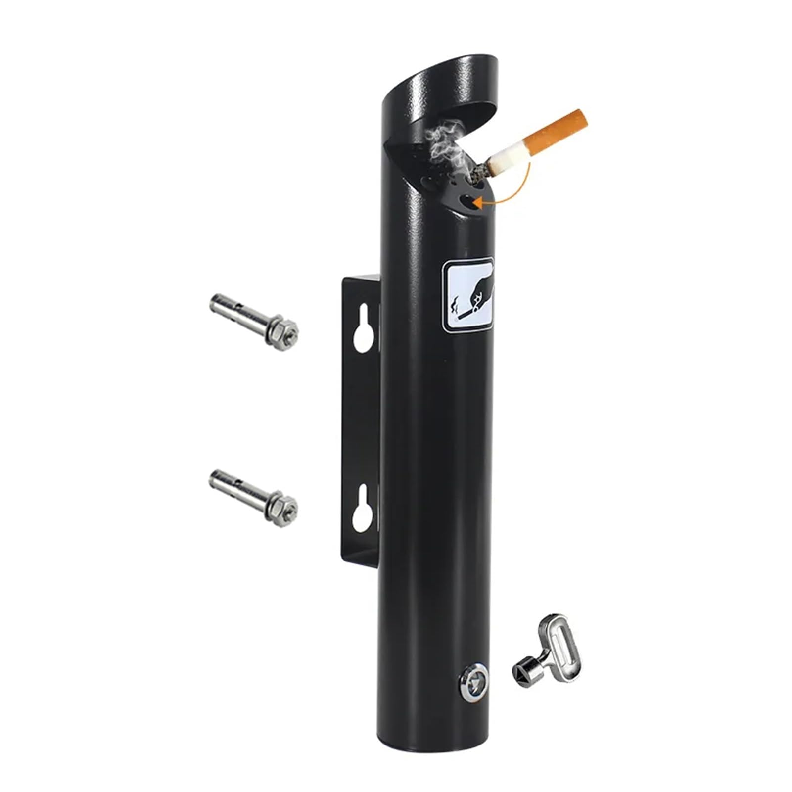 JYHHGDS Stainless Steel Wall Mounted Ashtray Lockable 2L Large Capacity Public Street Cigarette Ash Bin Smokeless Areas Wall Hanging Metal Ash Tray