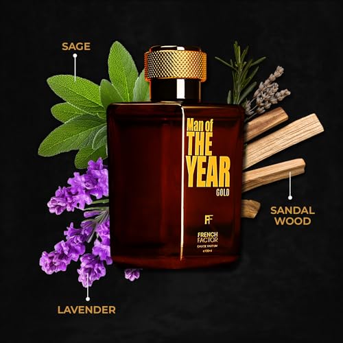 Image of French Factor Man of The Year Gold Perfume For Man Long Lasting Fragrance With Woody Notes Eau De Parfum Gift For Boys (Pack of 1, 100ml)