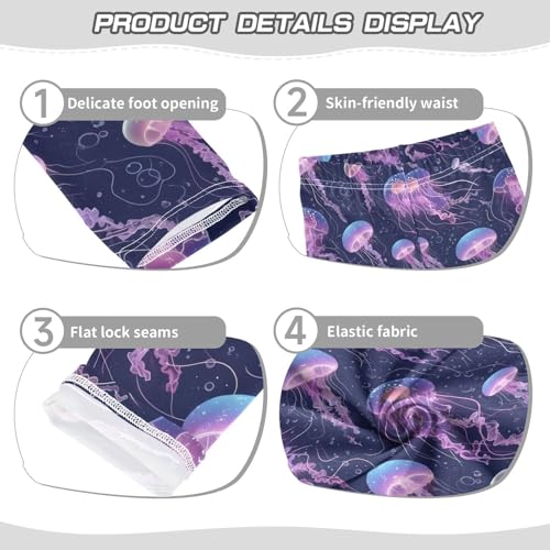 Wusikd Jellyfish Glowing Girls' Leggings Toddler Doodles Kids Yoga Pants Dance Active Tights 4T3