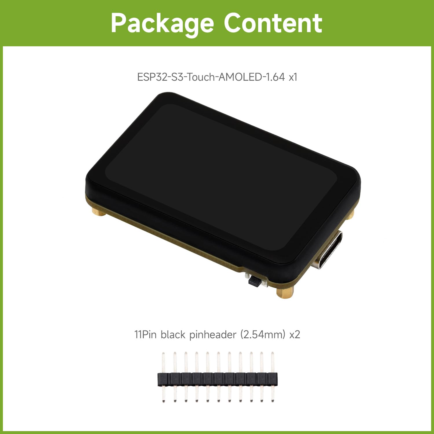 Waveshare ESP32-S3 1.64inch AMOLED Touch Display Development Board, 280×456, QSPI Interface, 32-bit LX7 Dual-core Processor, Accelerometer & Gyroscope, ESP32 with Display