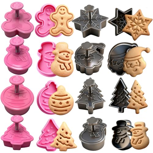 ZHOUHON Weihnachtsausstecher Set, 8 Stück 3D Keksausstecher mit...