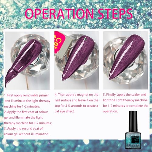 Colour Changing Gel Nail Polish, Gel Nail Polish with Thermal Temperature Color Changing Diamond Glitter Reflective Nail Polish Long Lasting Glossy for DIY Nail Art Manicure at Home Salon (24#) - Image 6