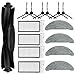 Odashen Lot de 15 pièces de rechange pour aspirateur Xiaomi Roidmi Eve Plus, 1 brosse à rouleau, 4 filtres, 4 chiffons, 6 brosses latérales