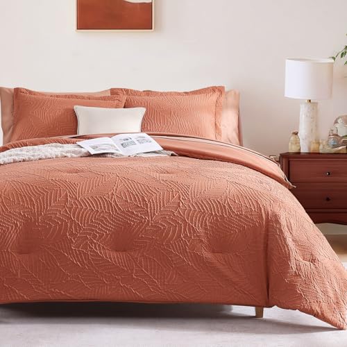 Geniospin King Size Comforter Set - 7 Pieces Burnt Orange