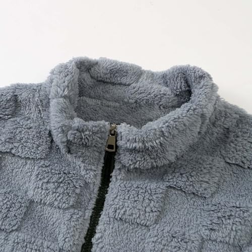 Mens Fuzzy Sherpa Sweatshirts Long Sleeve Plaid Fleece Pullover Sweatshirt Casual Quarter Zipper Winter Fall Outwear4