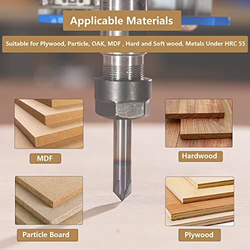 Spetool W06007 90 Degree Carbide V Bits With Tiain Coated 4 Flutes, Chamfer End Mill thumb #4