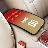 Custom Car Armrest Cover,Add Personalized Name and Number As Gifts for Loyal Football Fans,Auto Center Console Pad Car handrail Box Cushion,Fit for Most Car