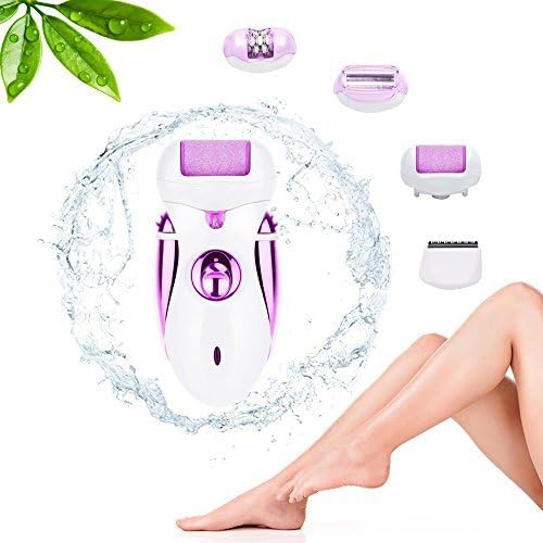 Rechargeable Electric Epilator, Scheam 4 in 1 Callus Remover Shaver Hair Clipper Pedicure Foot Care Tool Womens Trimmer Hair Removal Hair Cutting Device