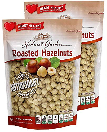 Nature’s Garden Roasted Hazelnuts-Whole Roasted Hazelnuts, Bulk, Raw Hazelnuts, High Fiber, Kosher Certified, Cholesterol Free, Hazelnuts For Baking, Hazelnuts For Snacking – Bulk 737g Bag (Pack of 2)