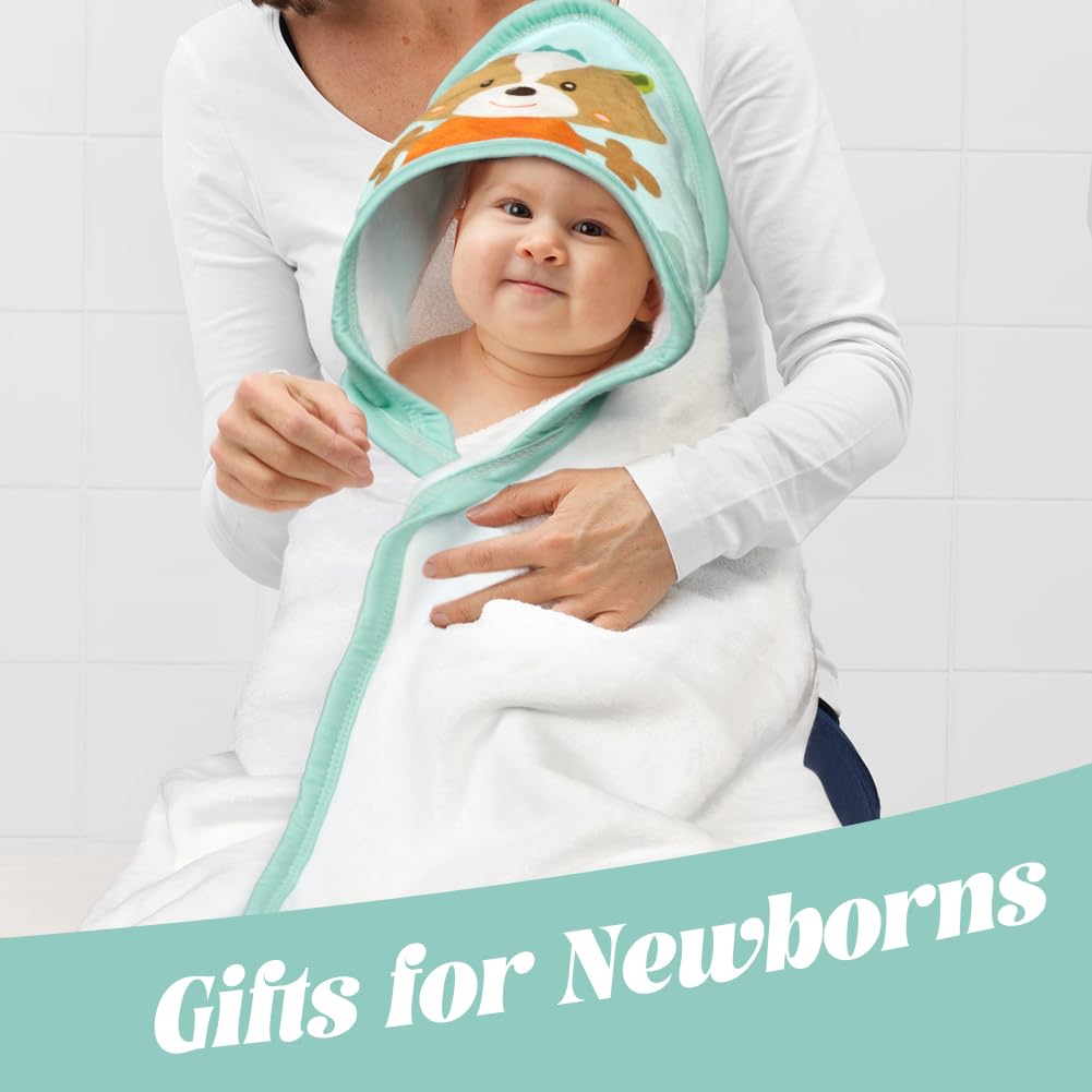 Serviette de Bain avec Capuche Bébé, 65 x 65 cm Serviette Bebe, Super Absorbantes Serviettes, Serviette de Bain pour Nouveau-né 0-5 Ans