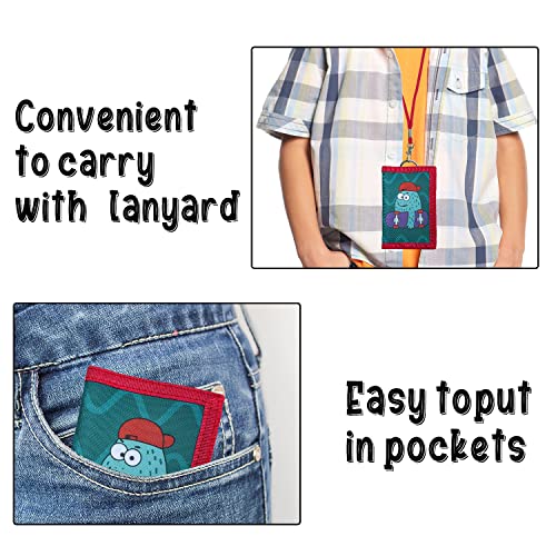 Image of AI-DEE RFID Trifold Canvas Outdoor Sports Wallet for Kids - Front Pocket Wallet with Magic Sticker (Red2)