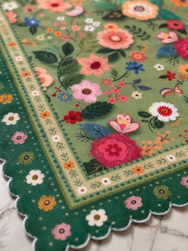 Image of RD TREND Carpet for Hall Digital Printed Carpet for Living Room 52x84 inch | Anti Slip Backing Rug for Bedroom Floor & Home Decor | Green Flower