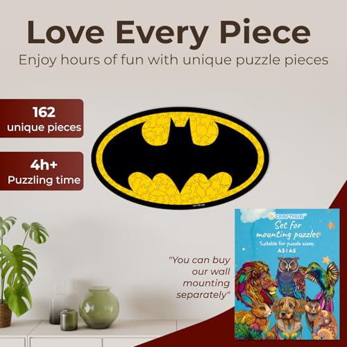 Crafthub CJYZ189758201AZ Dc Wooden Puzzles For Adults – A3 Batman Logo With 162 Pieces – Jigsaw Puzzle thumb #1
