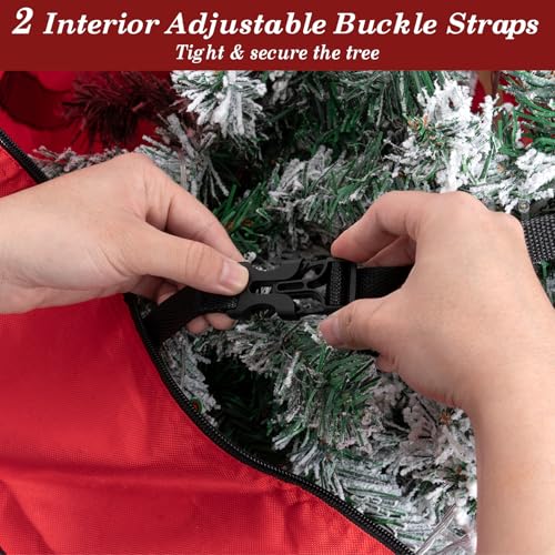 Image of 3FT /4FT /4.5 FT Christmas Tree Storage Bag, Heavy Duty Christmas Tree Bag with Reinforced Handles and Dual Zippers Wide Opening, Large Capacity fits for Artificial Christmas Tree, Red